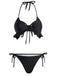 [Pre-Vendita] Set Bikini Nero con Allacciatura Halter e Copricostume a Balze Anni '50 3
