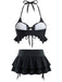 [Pre-Vendita] Set Bikini Nero con Allacciatura Halter e Copricostume a Balze Anni '50 2