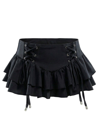 [Pre-Vendita] Copricostume a Gonna Nero con Allacciatura e Balze Anni '50