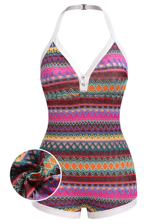 [Pre-Vendita] Costume Intero Multicolore a Maglia Halter Anni '50