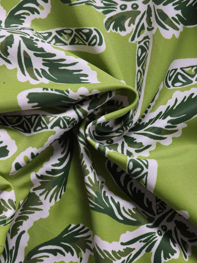 [Pre-Vendita] Costume Intero Verde con Palme Scollo Profondo e Cut-Out Anni '50 7