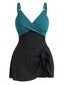 [Prevendita] [Taglie Forti] Costumi Intero Blu Anni '30 a Costine Color Block