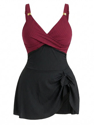 1930s Plus Size Ruched One-Piece Swimsuit 3