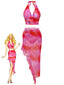 Set Tankini Rosa Anni '50 Sfumato e Copricostume Asimmetrico