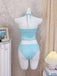 Sky Blue 1950s Halter Ruffle Bow Tankini Set 5