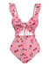 Red 1950s Halter One-Piece Swimsuit 2