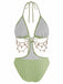 Costume da Bagno Tinta Unita Metal con Catena con Taglio Anni '30 2