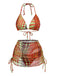 Set Bikini Arancione Psychedelic a Pois in Rete Anni '60 4