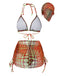 Set Bikini Arancione Psychedelic a Pois in Rete Anni '60 3