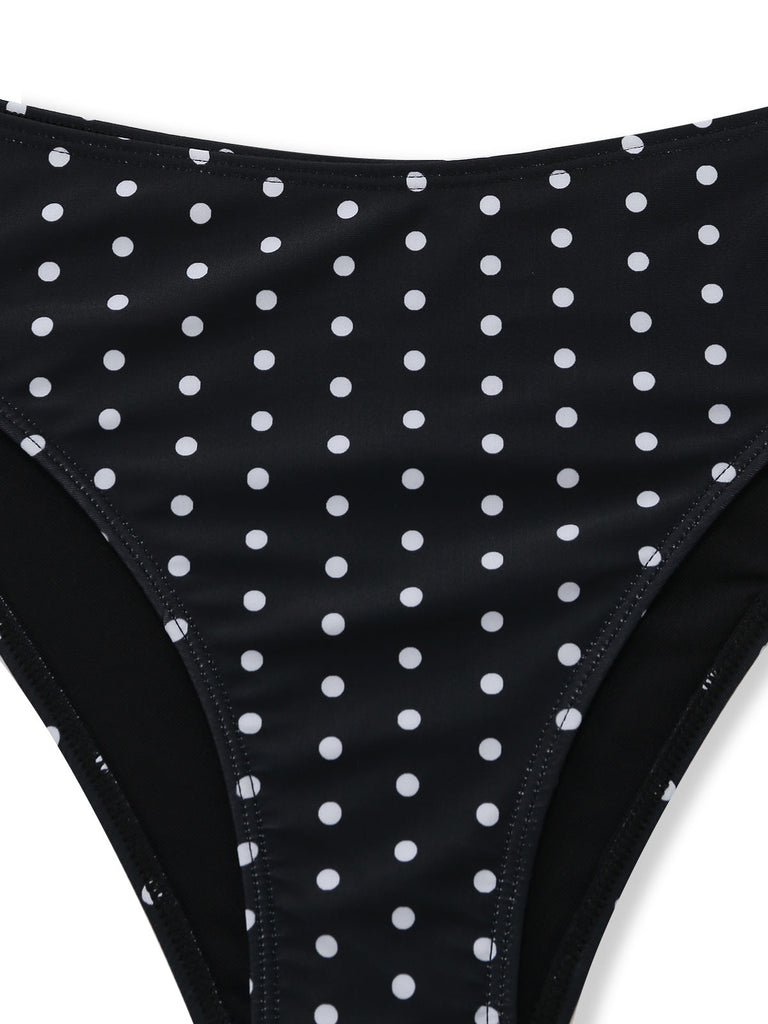 Black 1950s Ruched Tankini Set 2