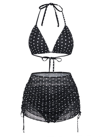 Black 1950s Ruched Tankini Set 7