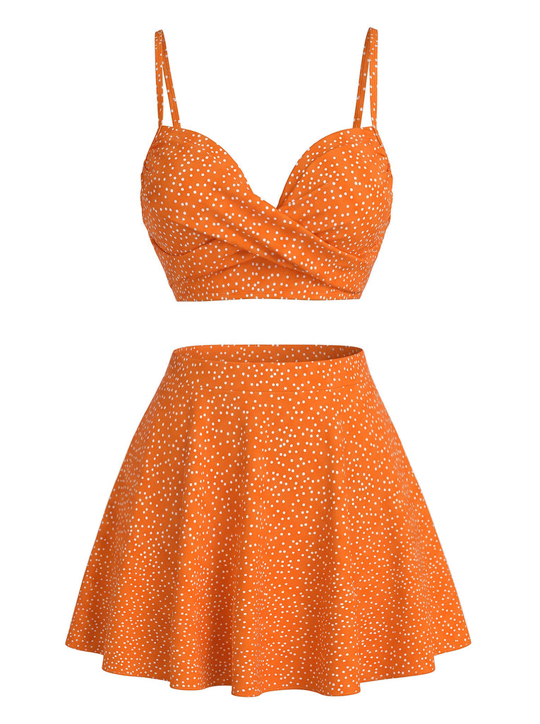 Set Bikini Anni '50 a Pois a Vita Alta e Copricostume