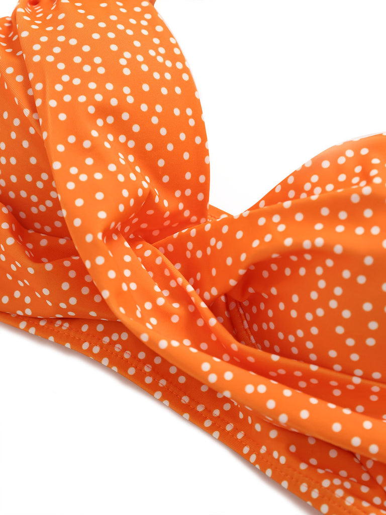 Set Bikini Anni '50 a Pois a Vita Alta e Copricostume