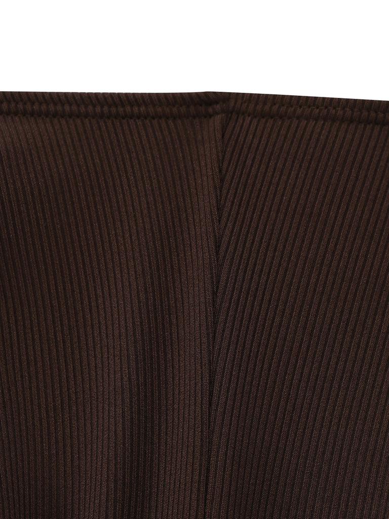 Set Tankini Caffè Halter con Coulisse e Arricciatura Anni '50 6