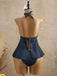 Set Tankini Nero Anni '50 Testurizzato Floreale Con Scollo All'americana