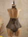 Set Tankini Nero Anni '50 Testurizzato Floreale Con Scollo All'americana
