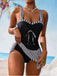 Set Tankini Nero a Righe Color Block con Arricciatura Anni '50 4