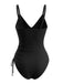 Costume Intero Blu a Righe Color Block con Coulisse Anni '40 3