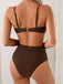 Set Bikini Marrone Anni '70 Arricciato con Decorazione Conchiglia in Metallo