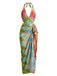 Costume da Bagno 2PCS Multicolore Geometrico Halter Bohemien Anni '70 2