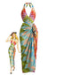 2PCS Costumi Multicolore Anni '70 Bohemien Geometrico e Copricostume
