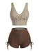 Set Tankini Blu Anni '50 a Righe con Incrocio e Coulisse