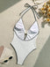 Costume da Bagno Halter Metallizzato Decor Testurizzato - Bianco Anni '50 3