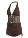 [Prevendita] Costume da Bagno Halter Trasparente Ricamato in Rete - Marrone Anni '60 3