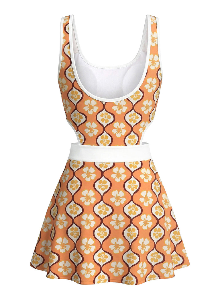 [Pre-Vendita] Costume con Gonna Multicolore a Fiori di Ciliegio con Cut-Out Anni '60 2
