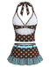 [Pre-Sale] Dark Brown 1950s Polka Dot Tankini Set 2