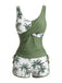 Set Tankini con Palme e Incrocio Color Block Anni '50 3
