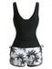 Set Tankini con Palme e Incrocio Color Block Anni '50 9