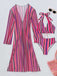 Set Bikini Allacciato a Righe Verticali con Copricostume Anni '60
