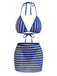Blue 1960s Three-Piece Bikini Set 2