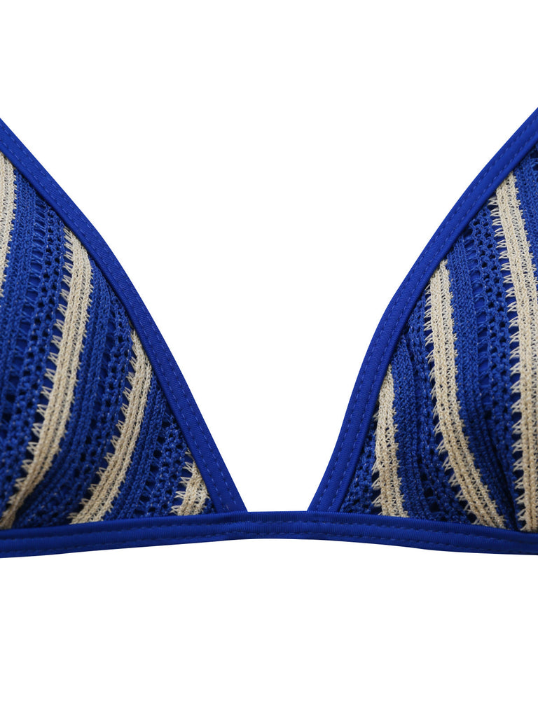 Blue 1960s Three-Piece Bikini Set 5