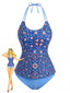 Set Tankini Anni '40  con Floreali e Scollo All'american