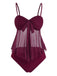 Costume da Bagno in Rete Vita Alta con Fiocco Tie Anni '50 2
