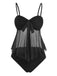 Costume da Bagno in Rete Vita Alta con Fiocco Tie Anni '50 7