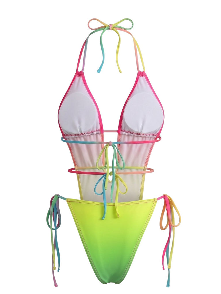 [Prevendita] Costume Intero Multicolore Anni '50 Arricciato Sfumato da Spiaggia