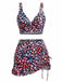 Costume da Bagno Floreale Drappeggio Anteriore & con Volant Anni '40 2