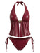 Costume da Bagno Finto Leather Halter con Conchiglie - Rosso Anni '40 2