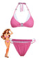 Set Bikini Rosa Anni '50 a Quadri con Doppio Strato