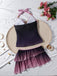 Set Tankini Lavanda Anni '80 Ombré Arricciato con Scollo All'americana