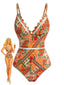 Costumi Intero Arancione Anni '40 Floreale Patchwork