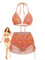 Set Bikini Arancione Anni '70 Floreale e Copricostume