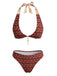 Set Bikini Marrone Anni '40 Reversibile Floreale con Schiena Scoperta