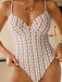 Costume Intero con Spalline Sottili a Fiorellini Arancione Anni '50 3