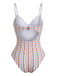 Costume Intero con Spalline Sottili a Fiorellini Arancione Anni '50 5