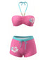 Set Bikini Rosa Anni '80 Floreale con Scollo All'americana