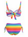 Bikini Set Arricciato Arcobaleno Multicolore Anni '80 3